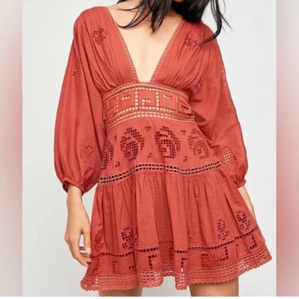 Bohemian Rust Embroidered Women's Top